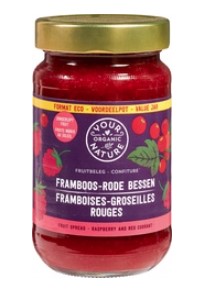Frambozen-rode bessen jam van Your Organic Nature, 6 x 375 g