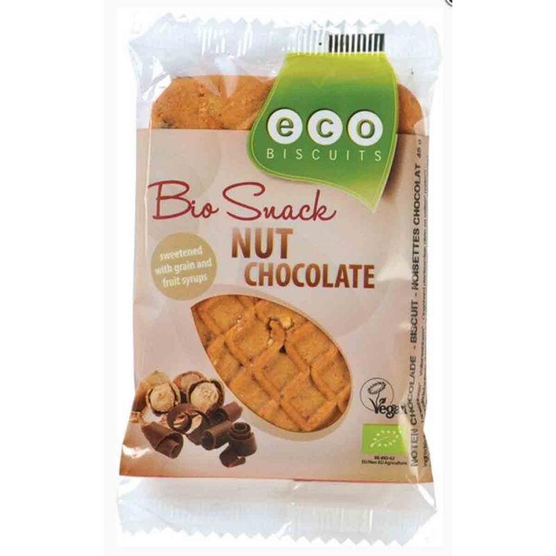Notenkoek met chocolade van Eco Biscuits, 25x 45 gr
