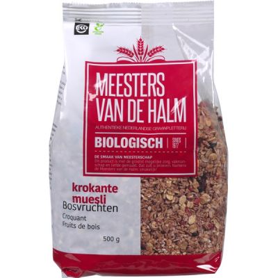 Muesli krokant bosvruchten van Meesters van de Halm, 6x 500 gr