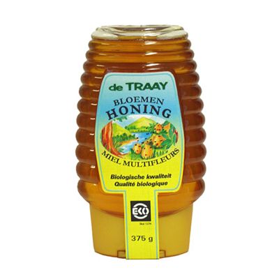 Bloemen honing vloeibaar in knijpfles van De Traay, 6x 365 gr