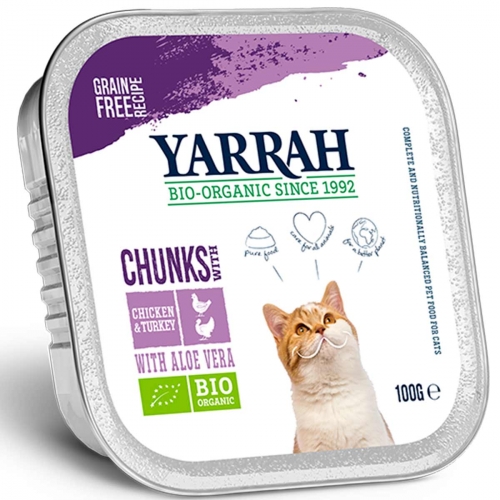 Brokjes kip en kalkoen van Yarrah, 16x 100 gr Brokjes kip en kalkoen van Yarrah, 16x 100 gr