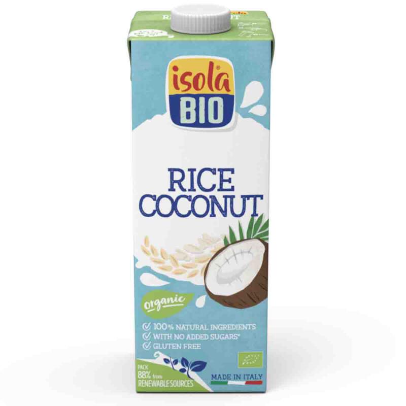 Rijst-kokos drink ongezoet van Isola Bio, 6x 1ltr