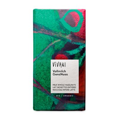 Chocoladetablet Melk met Hele Hazelnoot van Vivani, 10x 100 gr