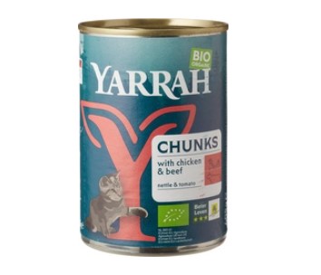 Brokjes kip rund (kat) van Yarrah, 12x 405 gr Brokjes kip rund (kat) van Yarrah, 12x 405 gr
