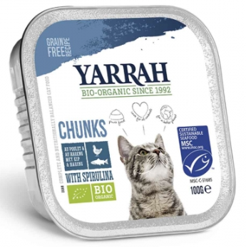Katten brokjes kip en vis van Yarrah, 16x 100 gr