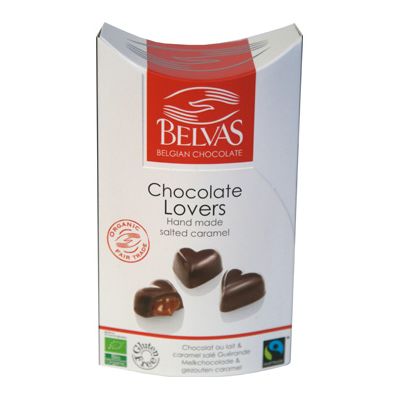 Bonbons Hearts dark chocolate caramel van Belvas, 6x 100 gram.