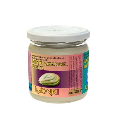 Witte Amandelpasta ongeroosterd van Monki, 6x 330 gr