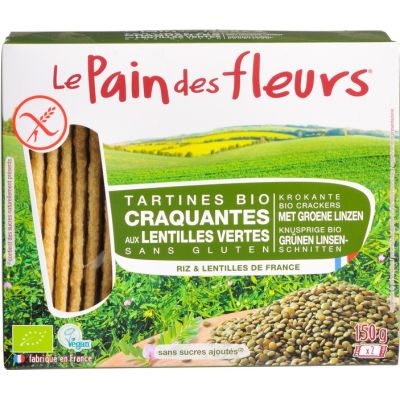 Crispbread groene linzen GV van Le Pain Des Fleurs, 12 x 150 g