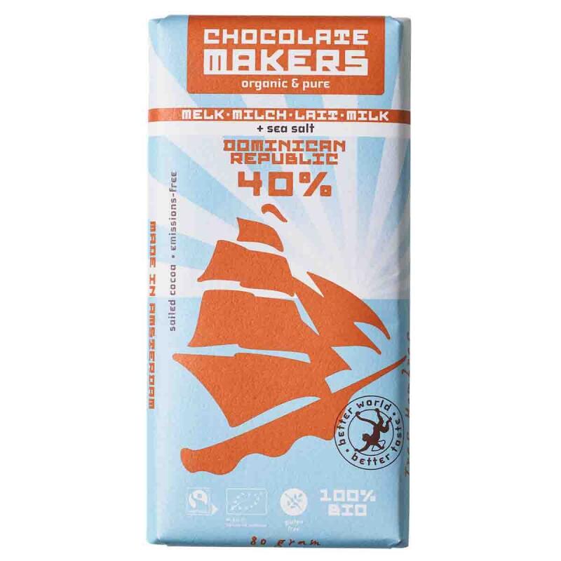 Tres hombres 40% melk van Chocolate makers, 10 x 80 g