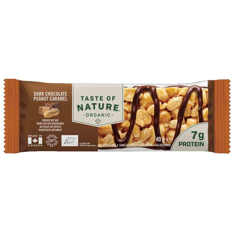 Dark chocolate peanut caramel van Taste of Nature, 16 x 40 g