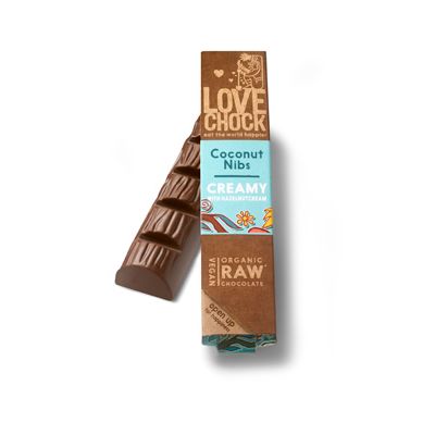 Chocolade-bar coconut nibs creamy van Lovechock, 12 x 40 g