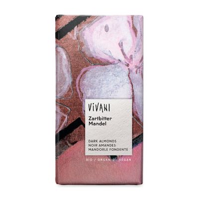 Chocoladetablet puur met amandel van Vivani, 10 x 100 g