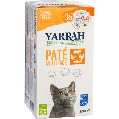 Multipack cat paté rund, kip, zalm van Yarrah, 8 x 8 stk Multipack cat paté rund, kip, zalm van Yarrah, 8 x 8 stk