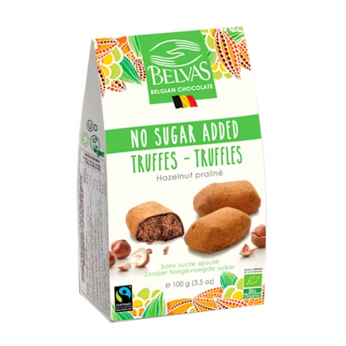 Hazelnoot truffels no added sugar van Belvas, 6 x 100 g