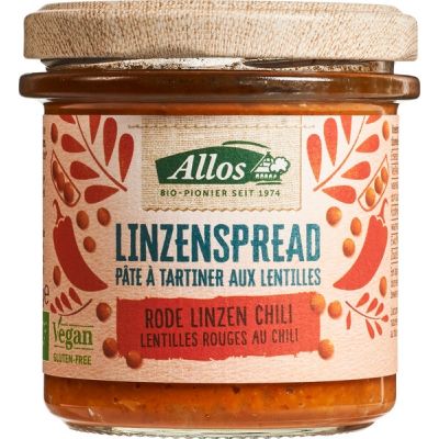 Spread rode linzen-chili van Allos, 6 x 140 g
