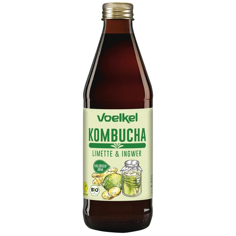 Kombucha lime ginger van Voelkel, 6 x 330 ml