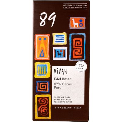 Tablet puur superieur 89% van Vivani, 10 x 80 g