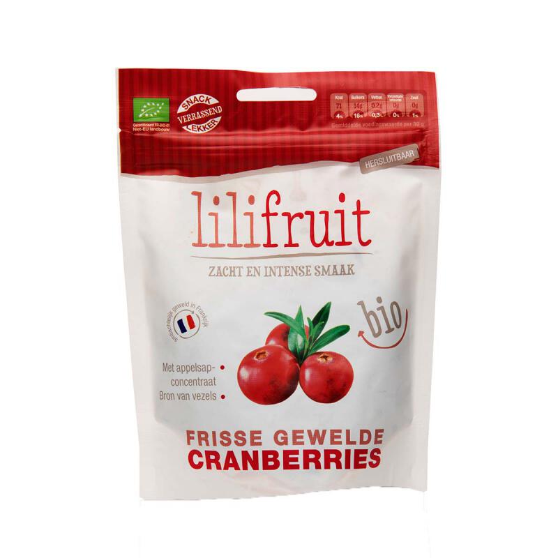 Gewelde cranberries van Lilifruit, 6 x 150 g