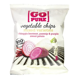 Groentechips biet, zoete aardappel em pastinaak van Go pure, 6 x