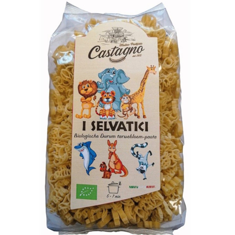 Kinderpasta wilde dieren van Castagno, 12 x 500 g