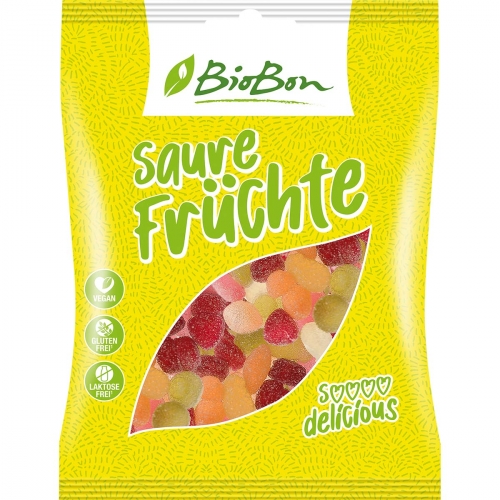 Zure fruit snoepjes vegan van BioBon, 10 x 100 g
