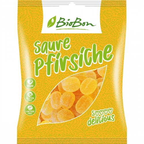 Zure perzik snoepjes vegan van BioBon, 10 x 100 g