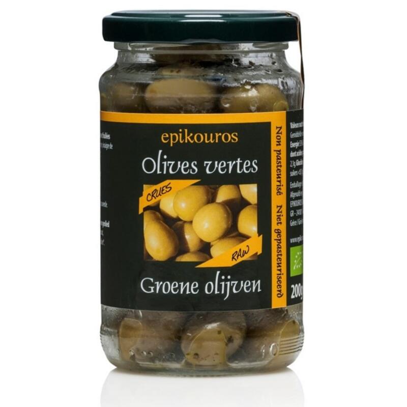 Raw olijven groen met pit van Epikouros, 6 x 200 g