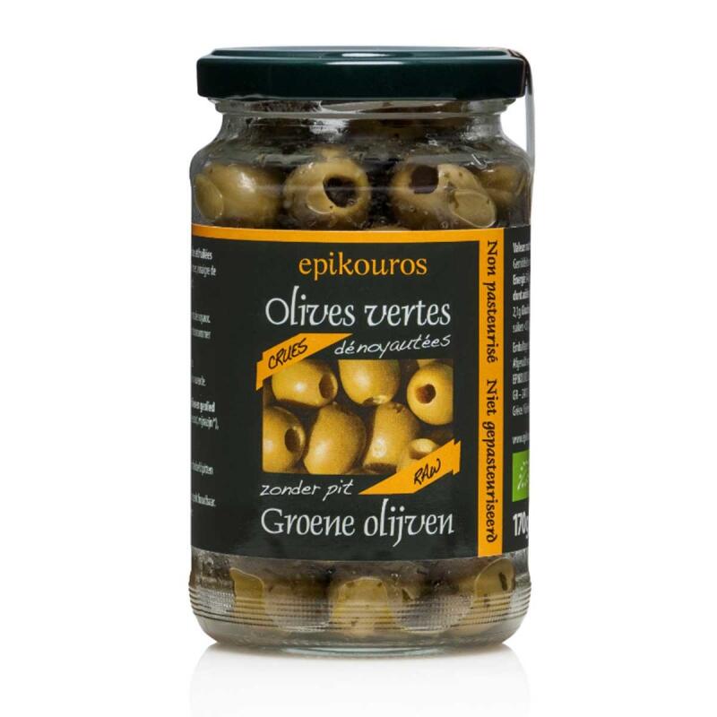 Raw olijven groen ontpit van Epikouros, 6 x 170 g