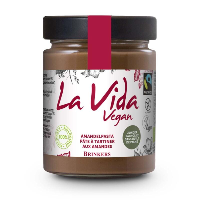 Chocolade  Amandel pasta van LA VIDA VEGAN, 6 x 270 g