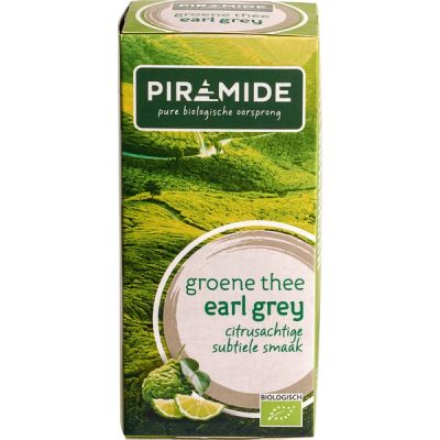 Groene thee earl grey van Piramide, 6 x 20 builtjes