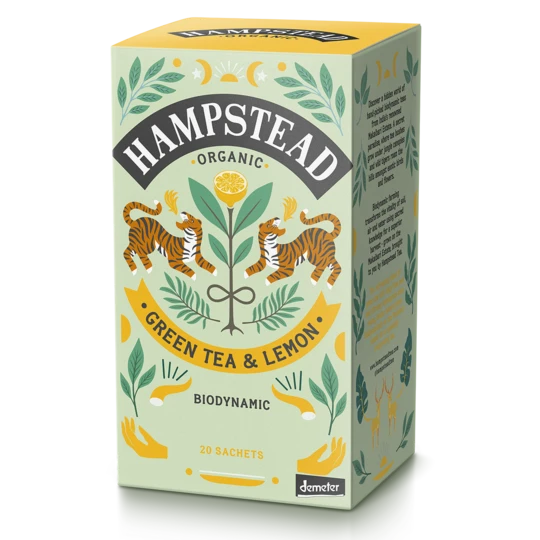 Groene thee citroen van Hampstead Tea, 4 x 20 builtjes