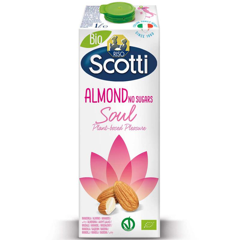 Amandel drink ongezoet van Riso Scotti, 10 x 1 l