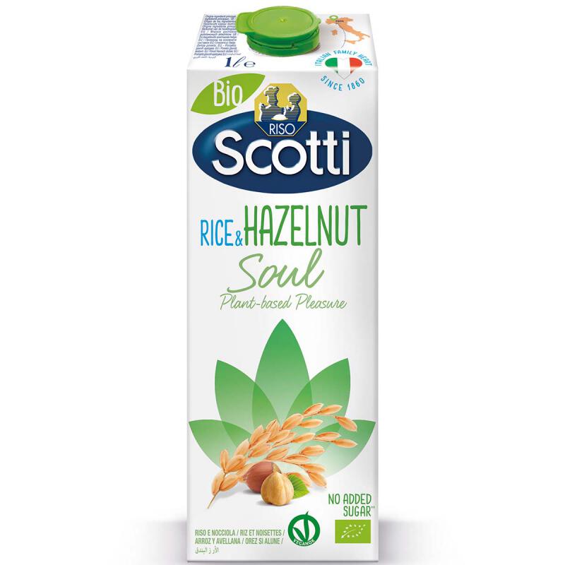 Rijst-hazelnoot drink glutenvrij van Riso Scotti, 10 x 1 l