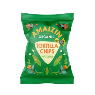 Tortilla chips naturel van Amaizin, 15 x 75 g