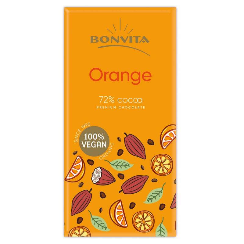 Tablet dark 72% sinaasappel van Bonvita, 12 x 100 g