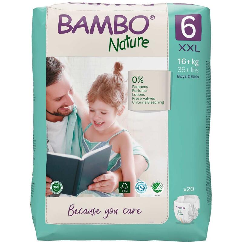 Luiers Size 6 (16+ kg) van Bambo Nature, 6 x 20 stk