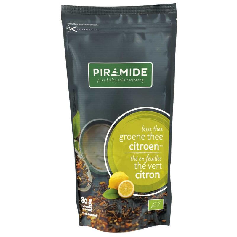 Groene thee citroen los van Piramide, 6 x 80 g