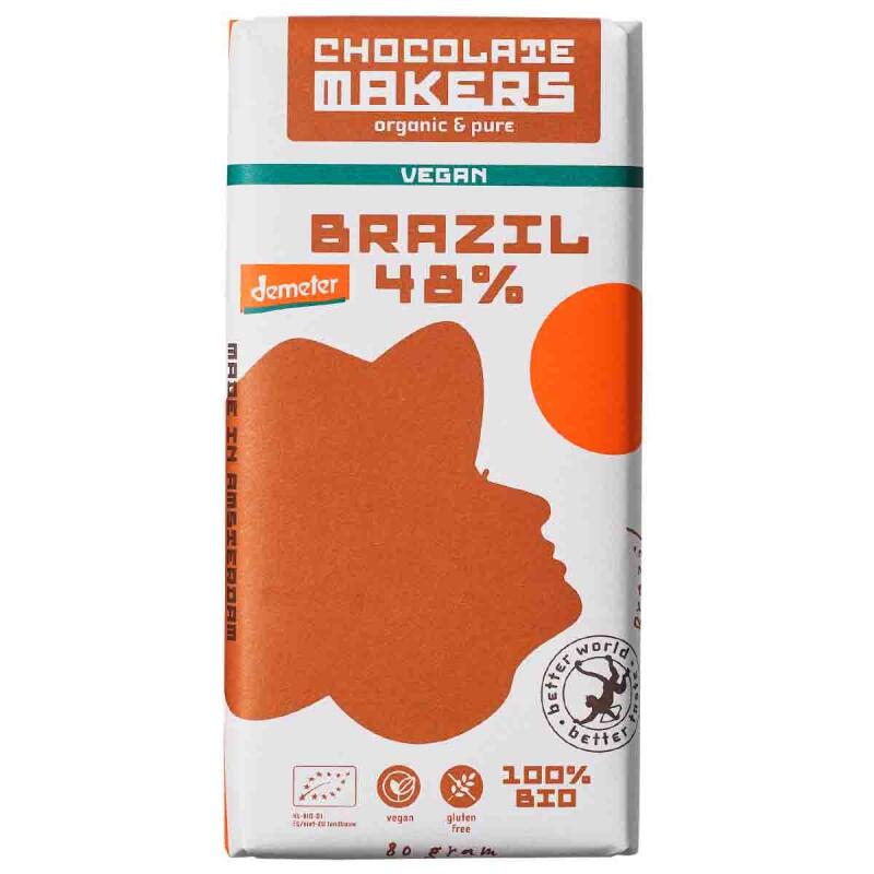 Brazil vegan melk 48% van Chocolatemakers, 10 x 80 g