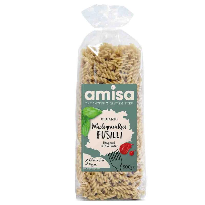 Fusilli rijst volkoren gv van Amisa, 10 x 500 g