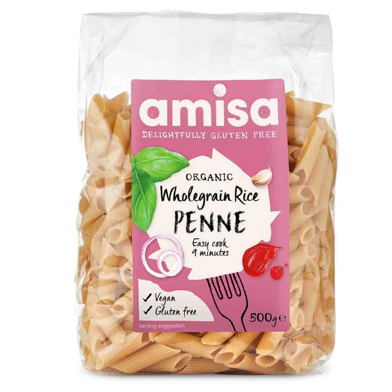 Rijst volkoren Penne GV van Amisa, 10 x 500 g