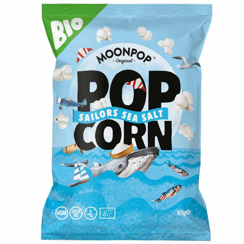 Popcorn sea salt van Moonpop, 6 x 60 g