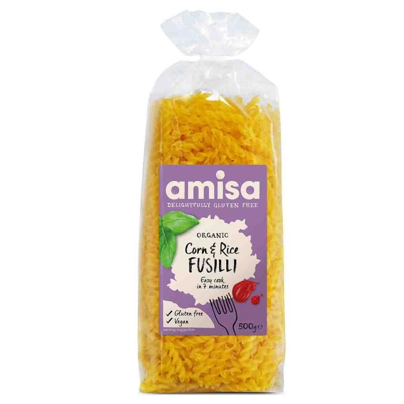 Mais-rijst Fusilli GV van Amisa, 10 x 500 g