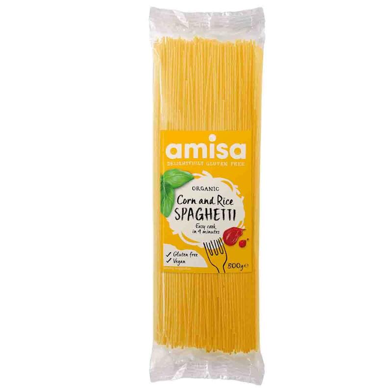 Mais-Rijst Spaghetti GV van Amisa, 12 x 500 g
