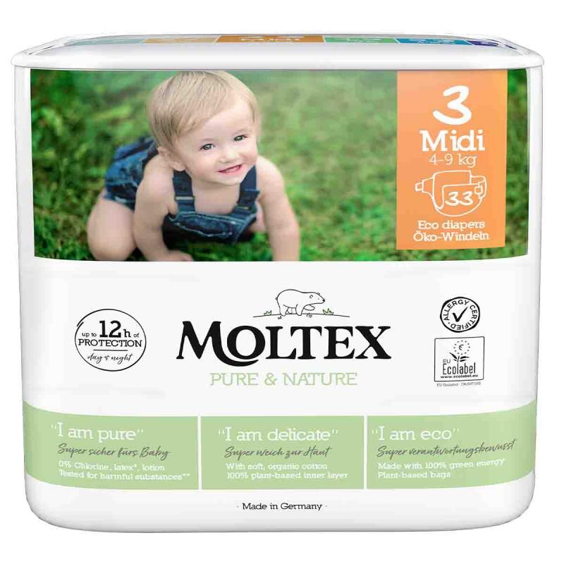 Luiers midi 4-9 kg nr.3 van Moltex, 4 x 33 stk