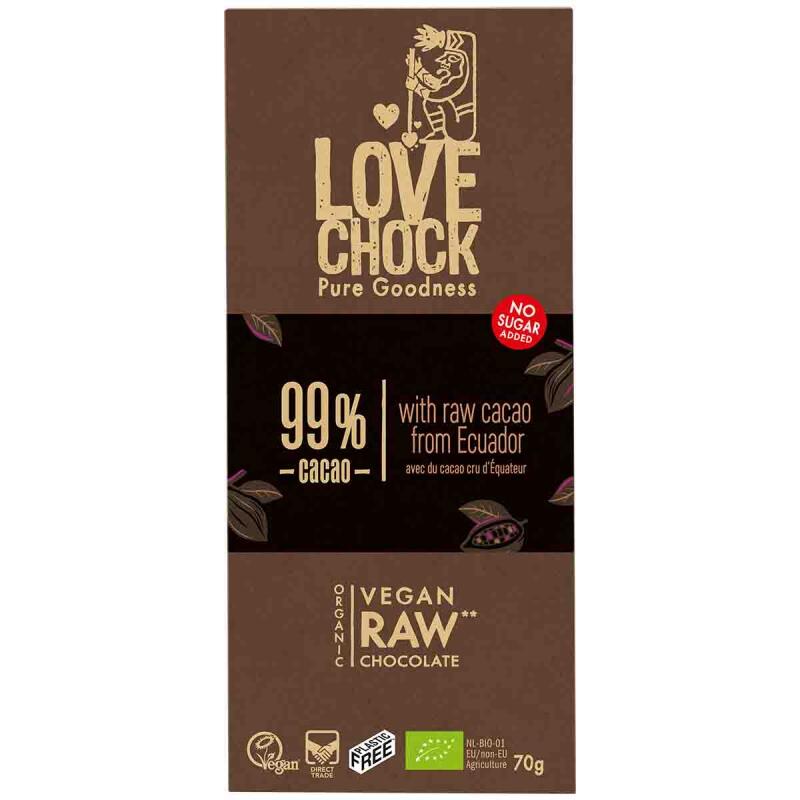 Chocotablet 99% cacao van Lovechock, 8 x 70 g
