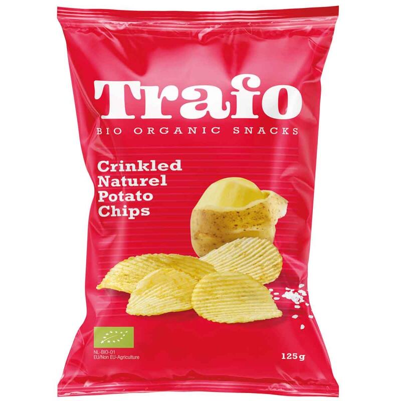 Ribbelchips naturel zout van Trafo, 12 x 125 g