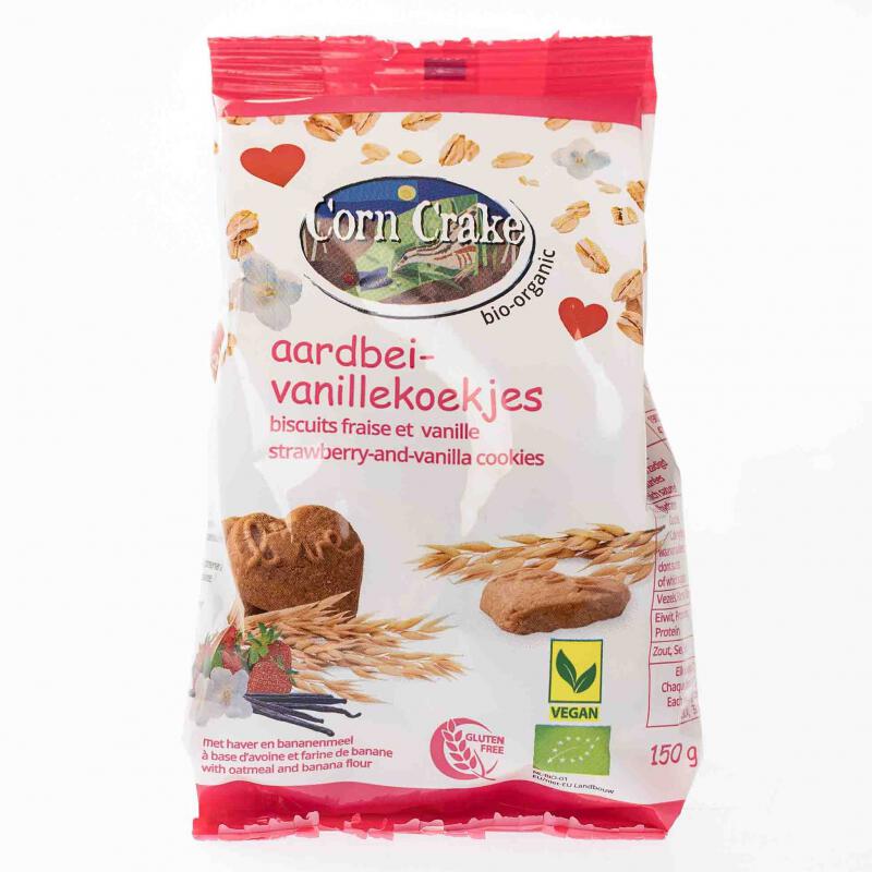 Aardbei vanillekoekjes van Corn Crake Organic, 6 x 150 g