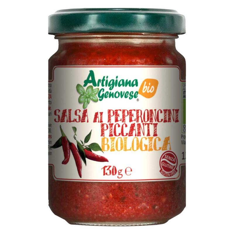 Hot chili peppersaus van Artigiana Genovese, 6 x 130 g