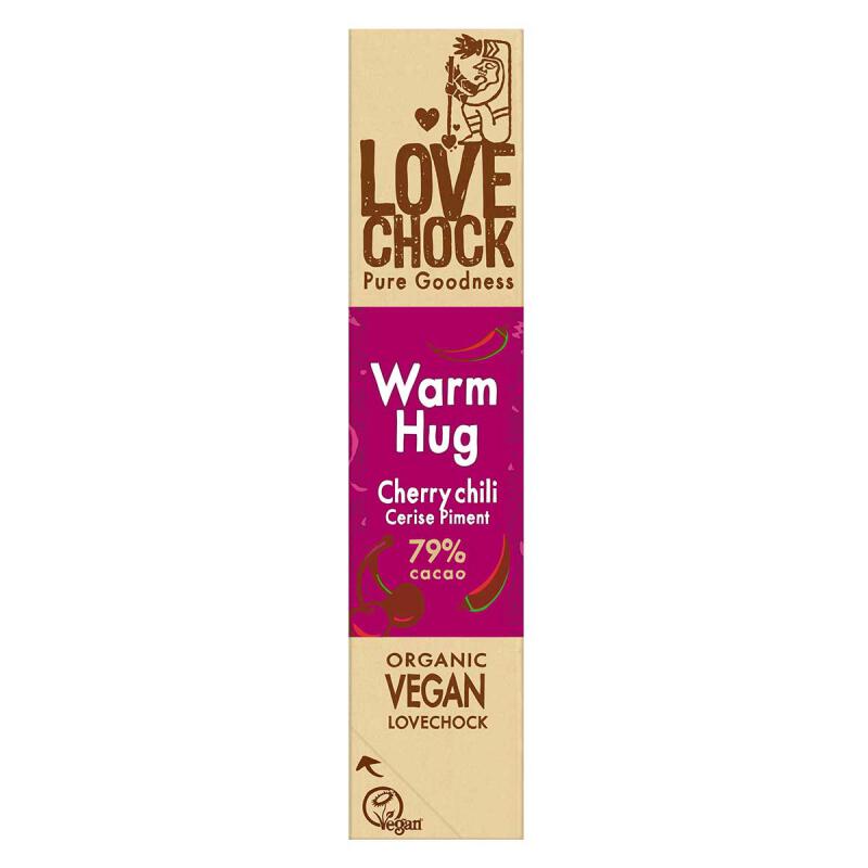 Chocolade Repen Warm hug cherry chili van Lovechock, 12 x 40 g