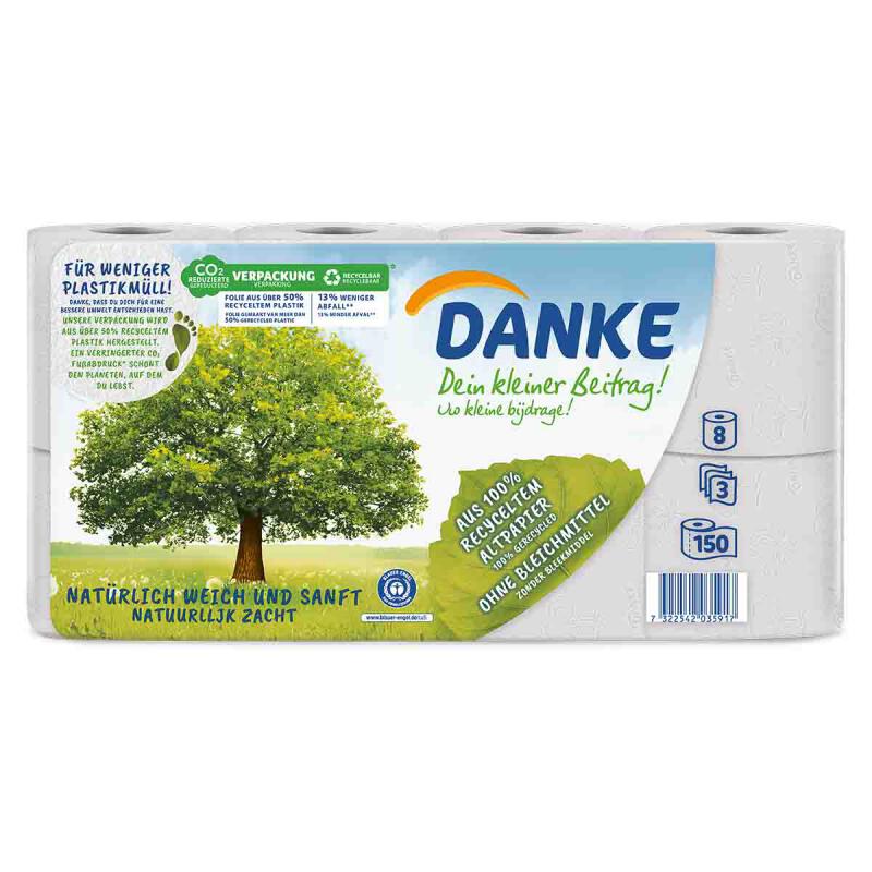 Toiletpapier 150vl 3lg van Danke, 7 x 8 stk